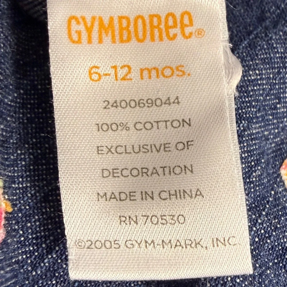 Vintage Y2K Gymboree Embroidered Cupcake Denim Overall Jumpsuit 6-12 month girl